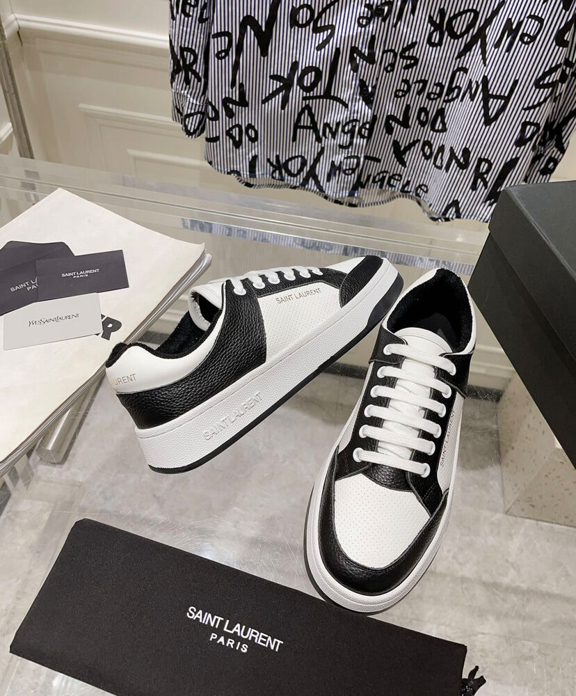 SL61 Logo-Print Leather Sneakers