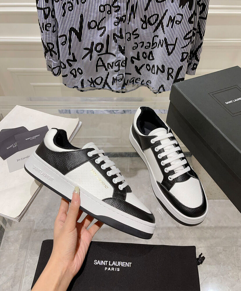 SL61 Logo-Print Leather Sneakers