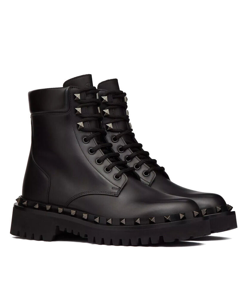 Rockstud Calfskin Combat Boot With Matching Studs 50MM