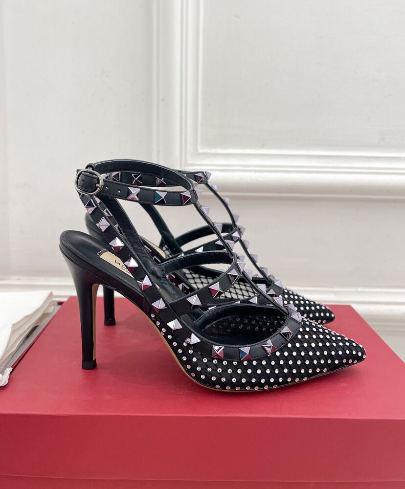 Rockstud Mesh Pump With Crystals And Straps 100MM