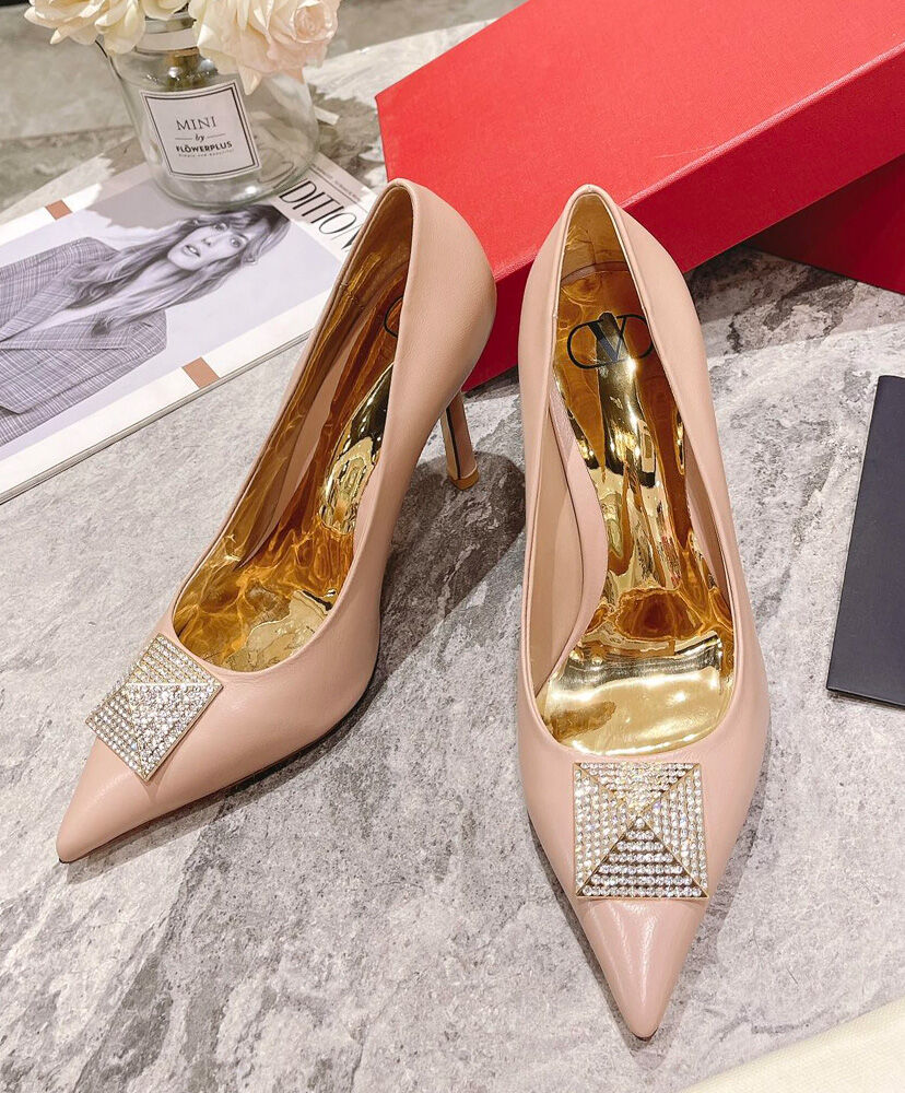 One Stud 100mm Satin Pumps