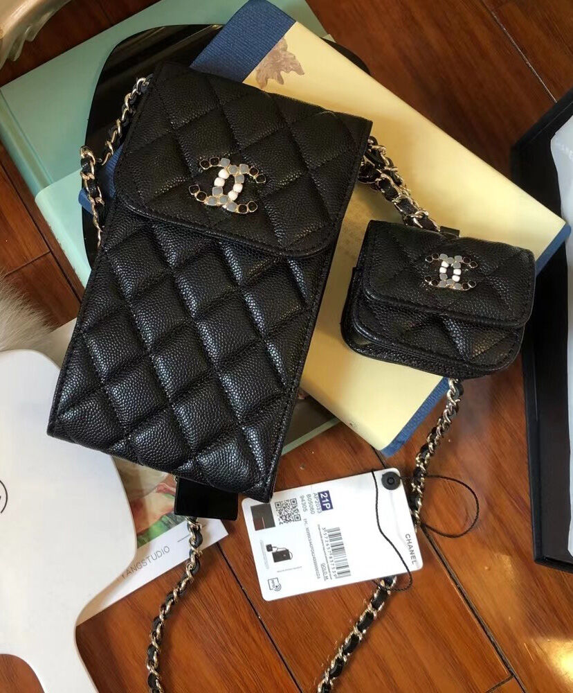 Chanel Phone & Airpods Case With Chain