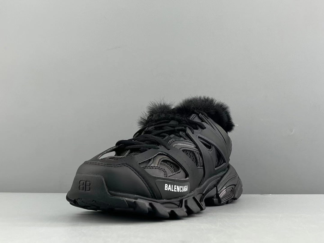 Track Faux Fur-Lined Nylon, Mesh and Rubber Sneakers