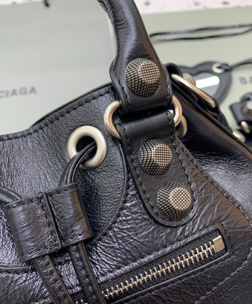 Le Cagole Small Black Leather Bucket Bag