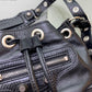 Le Cagole XS Studded Crinkled-Leather Bucket Bag