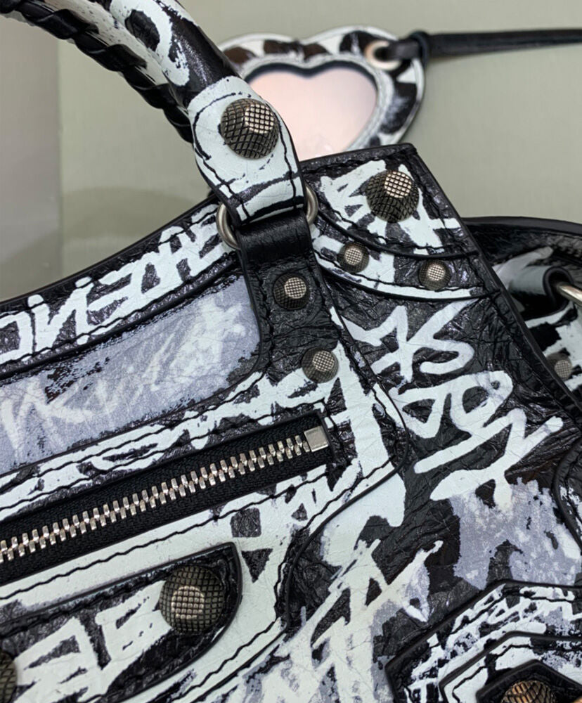 Neo Cagole XS Graffiti Leather Top Handle Bag