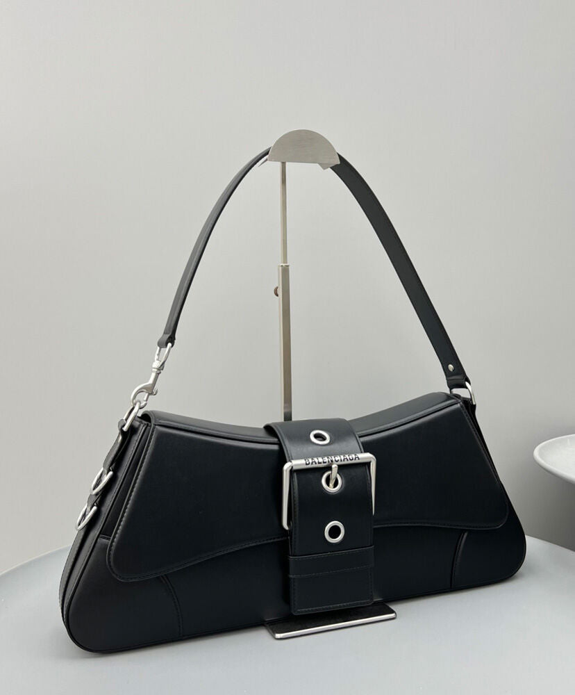 Lindsay Large Buckled Leather Shoulder Bag