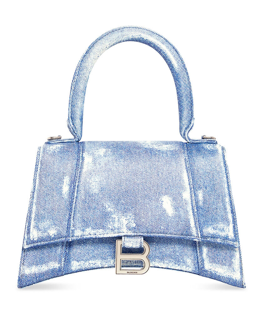 Hourglass Small Printed Denim Tote