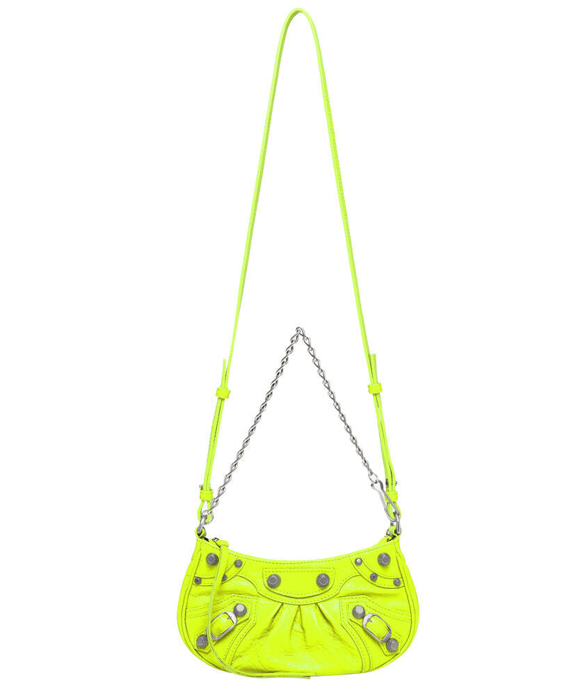 Le Cagole Mini Studded Crinkled-leather Shoulder Bag