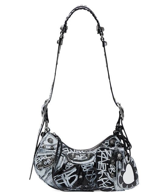 Le Cagole XS Studded Printed Leather Shoulder Bag