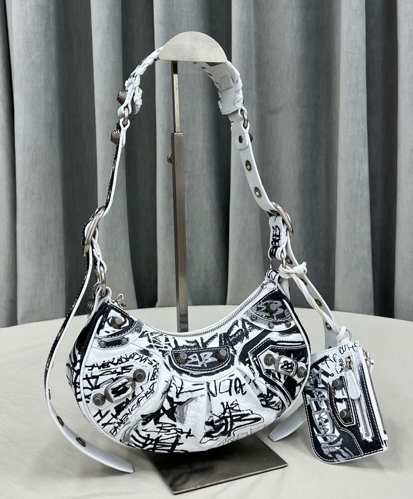 Le Cagole XS Studded Printed Leather Shoulder Bag