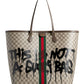 Hacker Graffiti Large Tote Bag In Coated Canvas In Beige - MarKat store