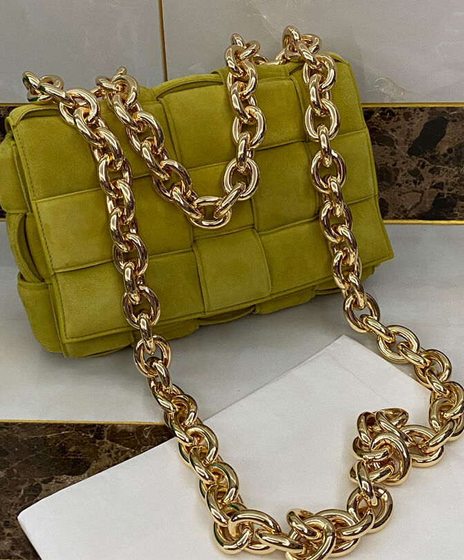 Chain Cassette Suede Shoulder Bag