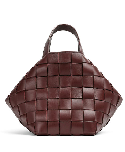 Bowling Cassette Intrecciato Leather Tote Burgundy