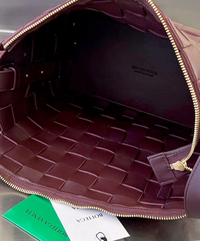 Bowling Cassette Intrecciato Leather Tote Burgundy