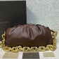 The Chain Pouch Gathered Leather Clutch