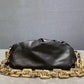 The Chain Pouch Gathered Leather Clutch