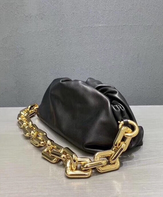 The Chain Pouch Gathered Leather Clutch