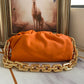 The Chain Pouch Gathered Leather Clutch