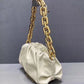 The Chain Pouch Gathered Leather Clutch