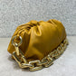 The Chain Pouch Gathered Leather Clutch