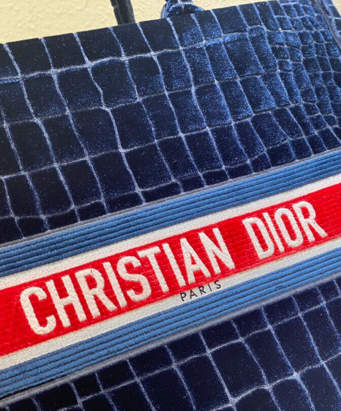 Dior Book Tote Blue Crocodile