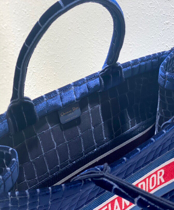 Dior Book Tote Blue Crocodile