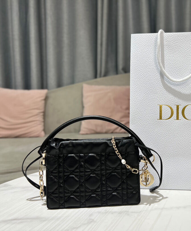 Lady Dior Top Handle Drawstring Mini Bag