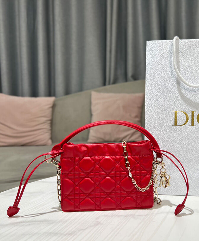 Lady Dior Top Handle Drawstring Mini Bag