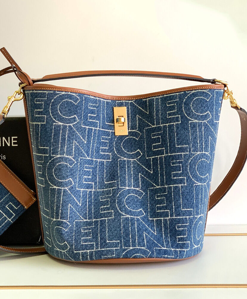 Bucket 16 Bag In Denim With Celine All-Over Print