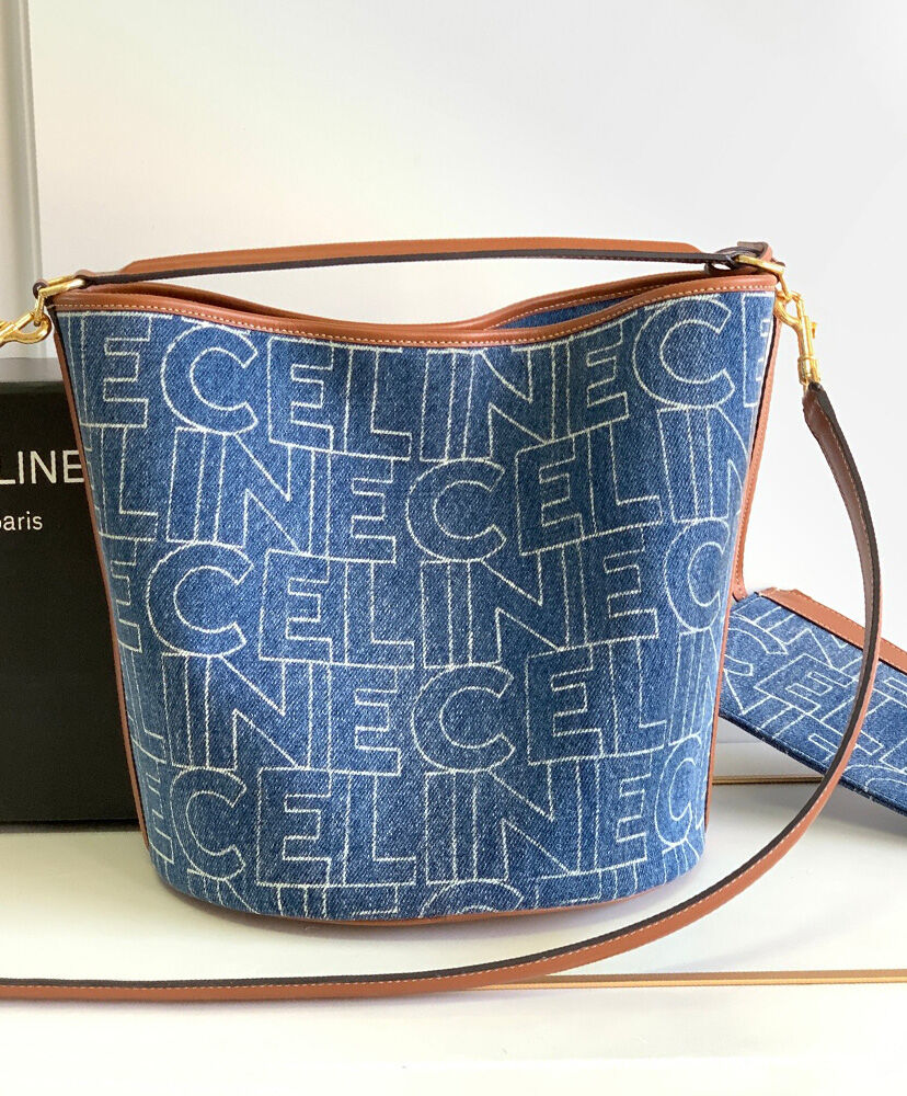 Bucket 16 Bag In Denim With Celine All-Over Print