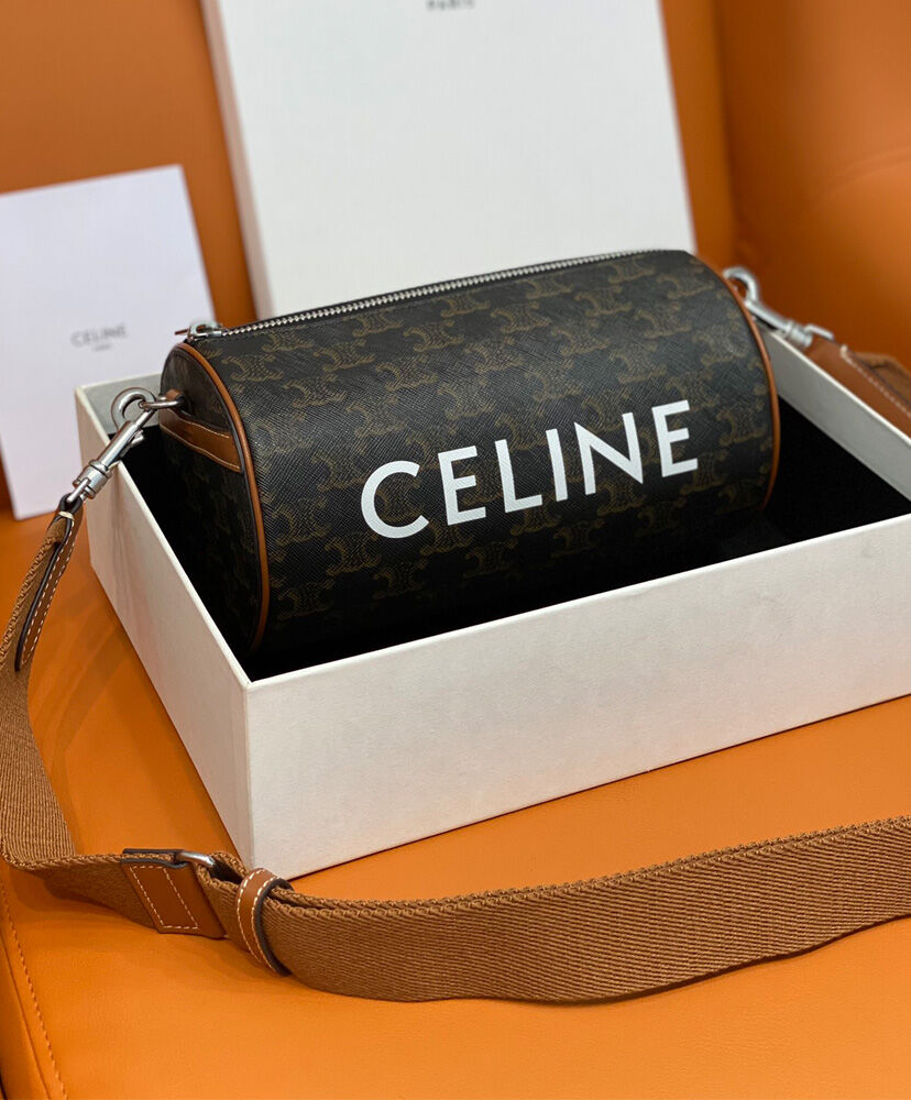 Cylinder Bag In Triomphe Canvas XL With Celine Print