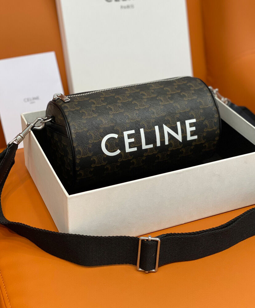 Cylinder Bag In Triomphe Canvas XL With Celine Print