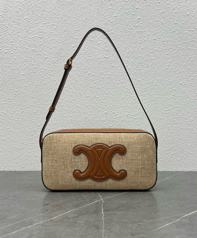 Camera Shoulder Bag Cuir Triomphe In Textile And Calfskin