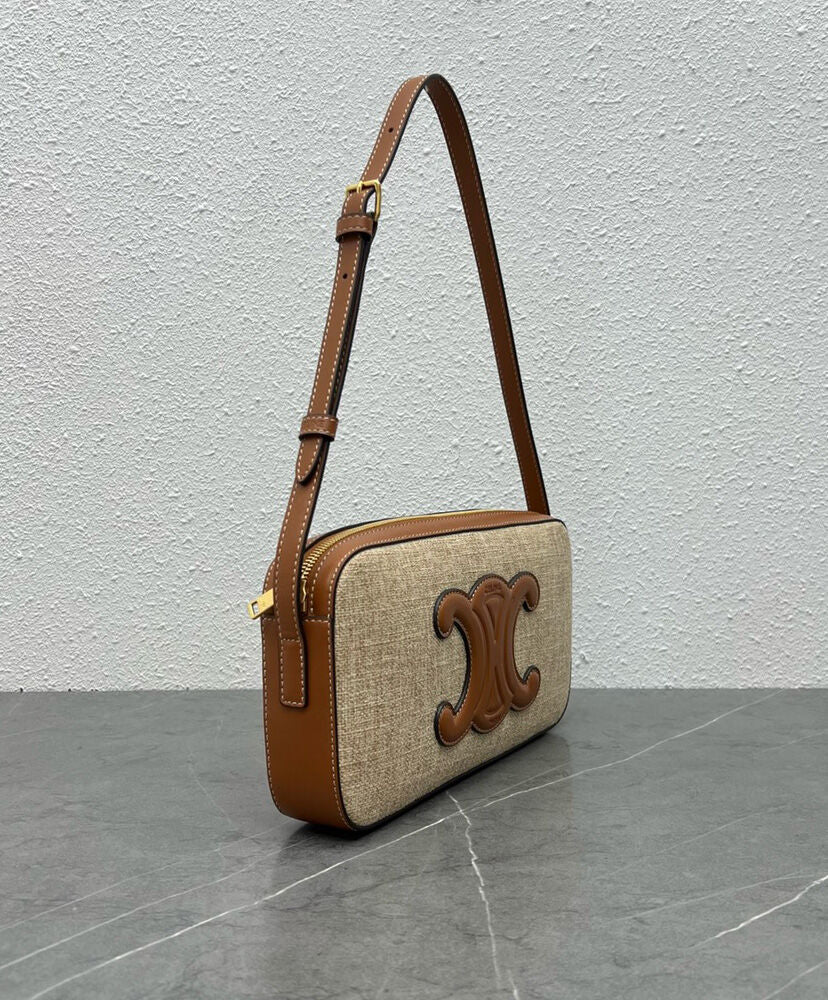 Camera Shoulder Bag Cuir Triomphe In Textile And Calfskin