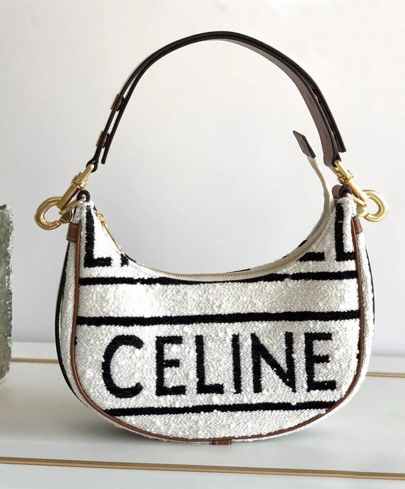 Medium Ava Strap Bag In Textile With Celine All-Over And Calfskin