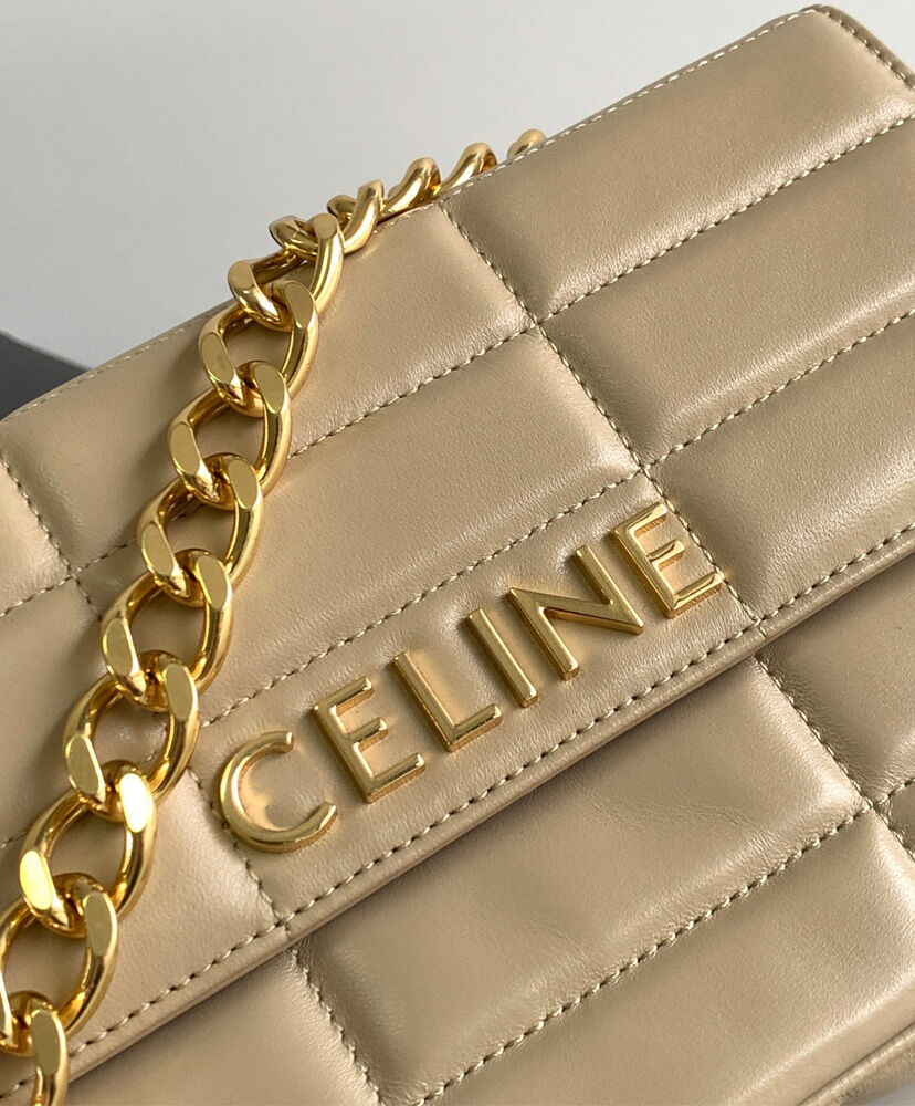 Chain Shoulder Bag Matelasse Monochrome Celine In Quilted Goatskin