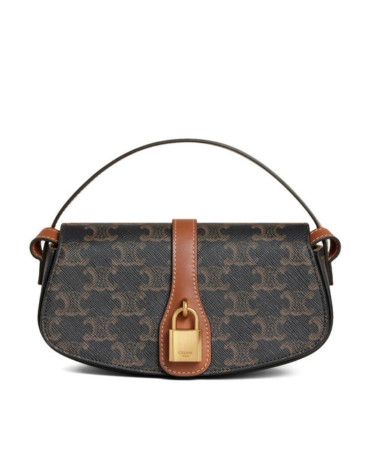 Clutch On Strap In Triomphe Canvas And Calfskin