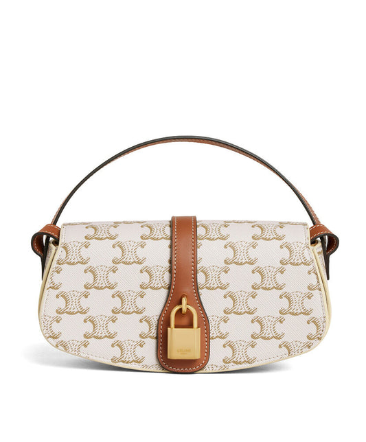 Clutch On Strap In Triomphe Canvas And Calfskin