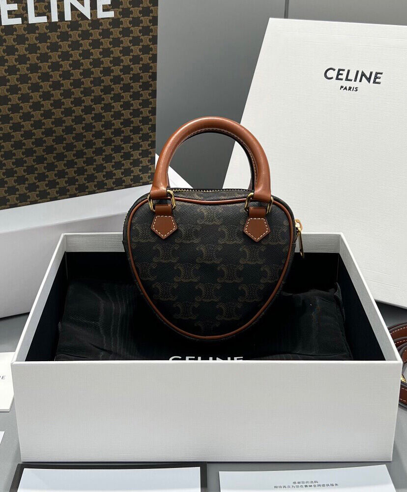 Medium Celine Heart In Triomphe Canvas And Calfskin