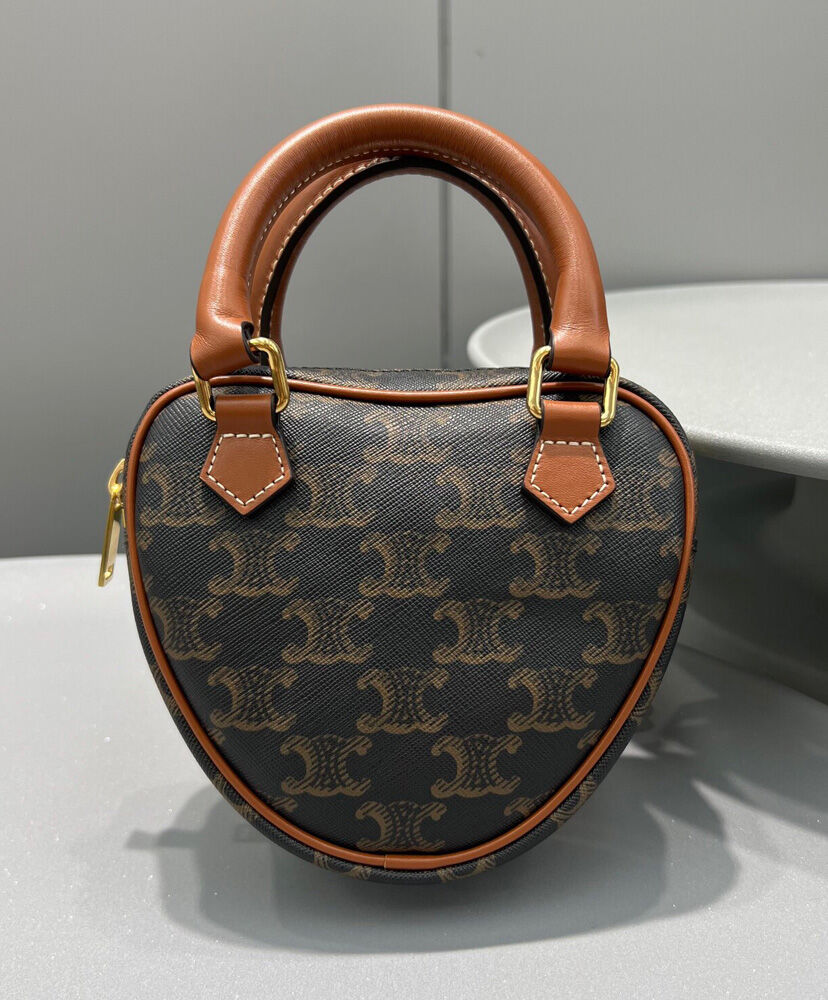 Medium Celine Heart In Triomphe Canvas And Calfskin