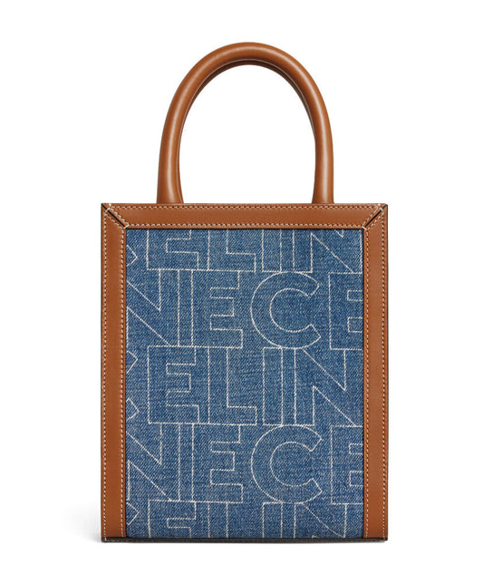 Mini Vertical Cabas Celine In Denim With Celine All-Over Print