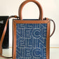 Mini Vertical Cabas Celine In Denim With Celine All-Over Print