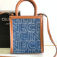 Mini Vertical Cabas Celine In Denim With Celine All-Over Print