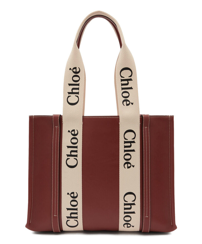 Medium Woody Leather And Canvas Tote Bag