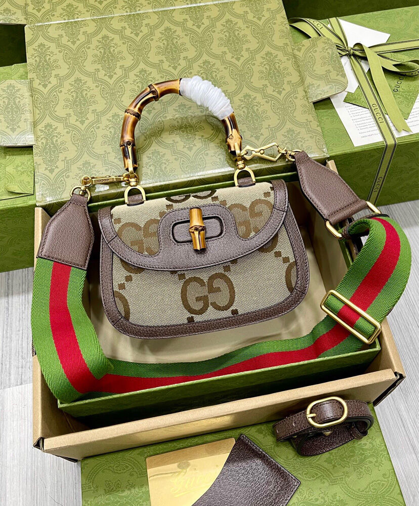 Gucci Bamboo 1947 Jumbo GG Small Top Handle Bag - MarKat store