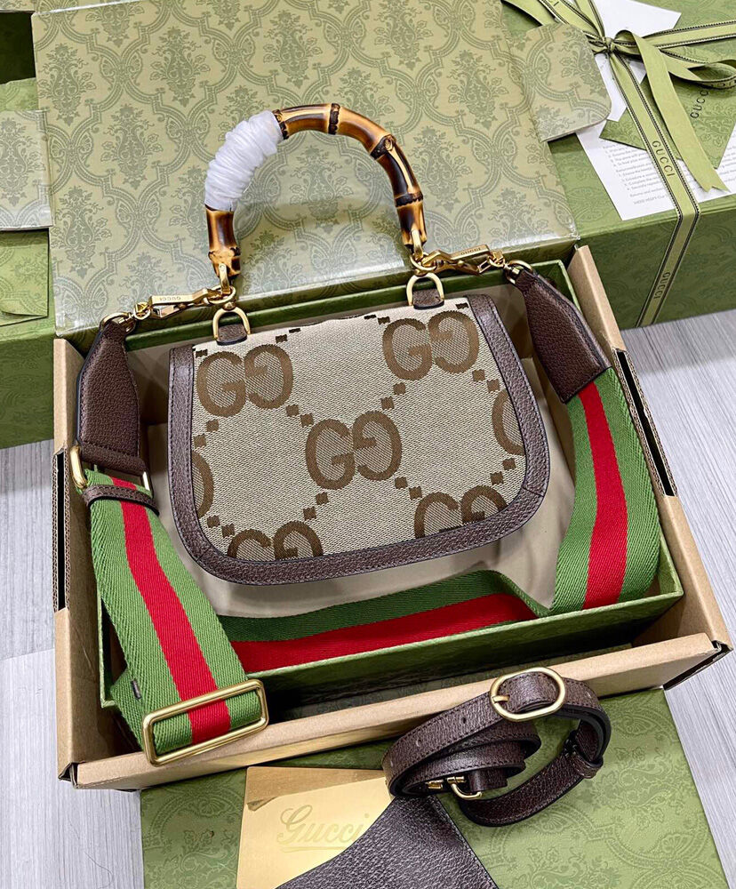 Gucci Bamboo 1947 Jumbo GG Small Top Handle Bag - MarKat store