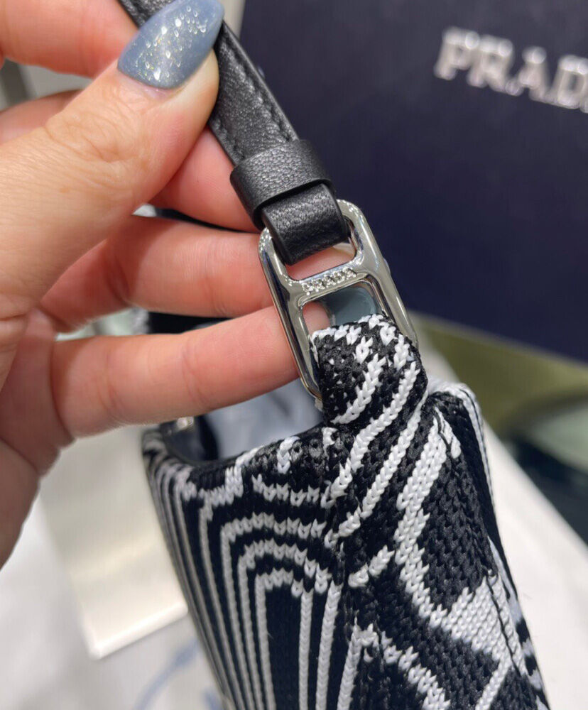 Prada Cleo Jacquard Knit And Leather Bag