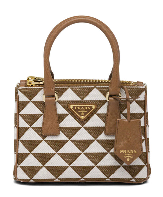 Prada Galleria Embroidered Jacquard Fabric Mini Bag