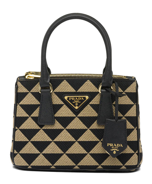 Prada Galleria Embroidered Jacquard Fabric Mini Bag